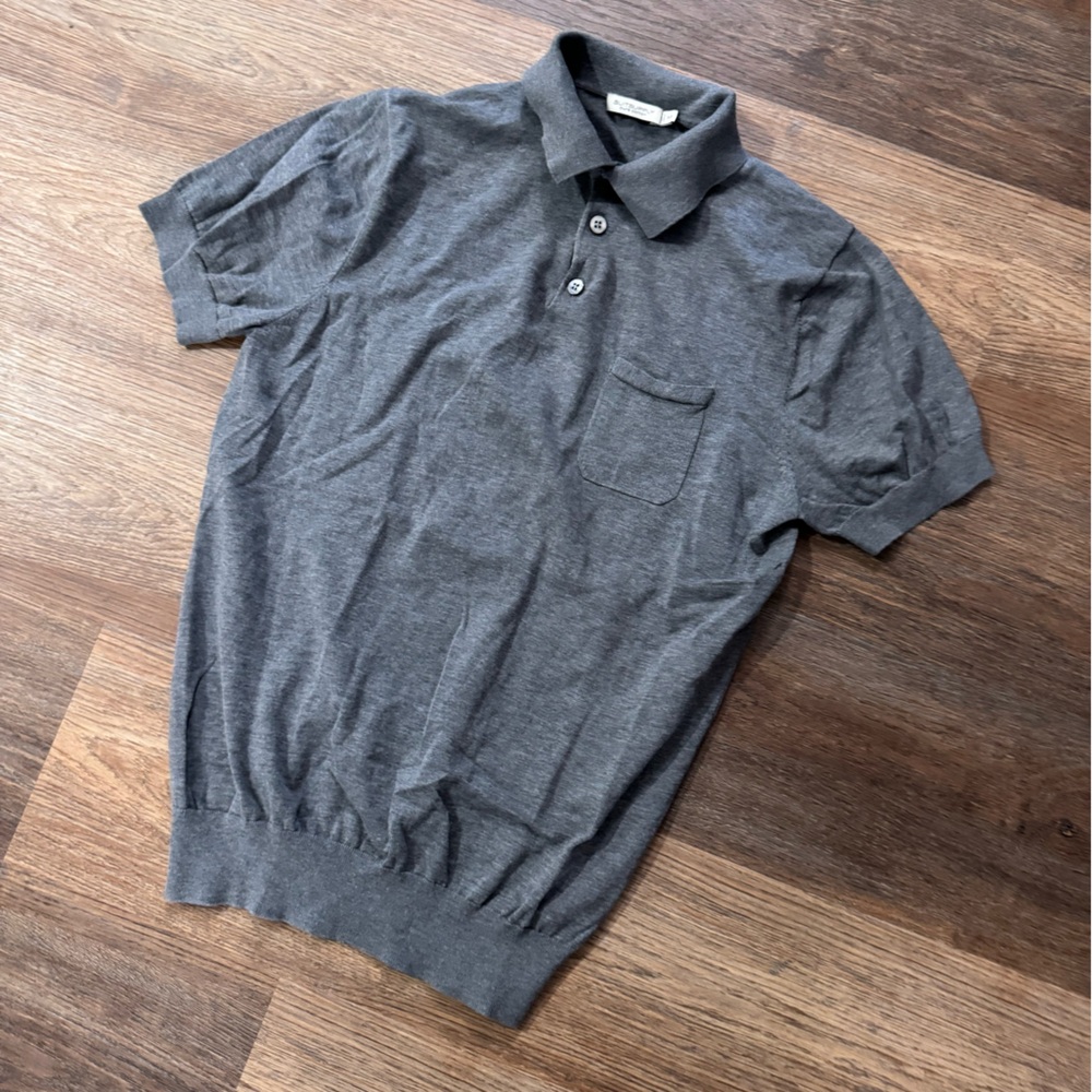 Suitsupply Polo Shirt‎ Mens Medium Gray Short Sleeve Cotton SEE DESCRIPTION